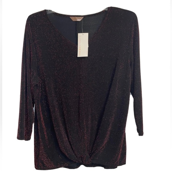 Amana Sheer Beaded Women’s Top/ 2XL/ Elbow Length Sleeves - Picture 1 of 5